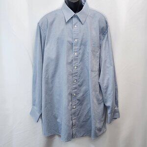 Murano Broadcloth Dress Shirt Mens 19 36 Tall Blue Button Down Long Sleeve PP23